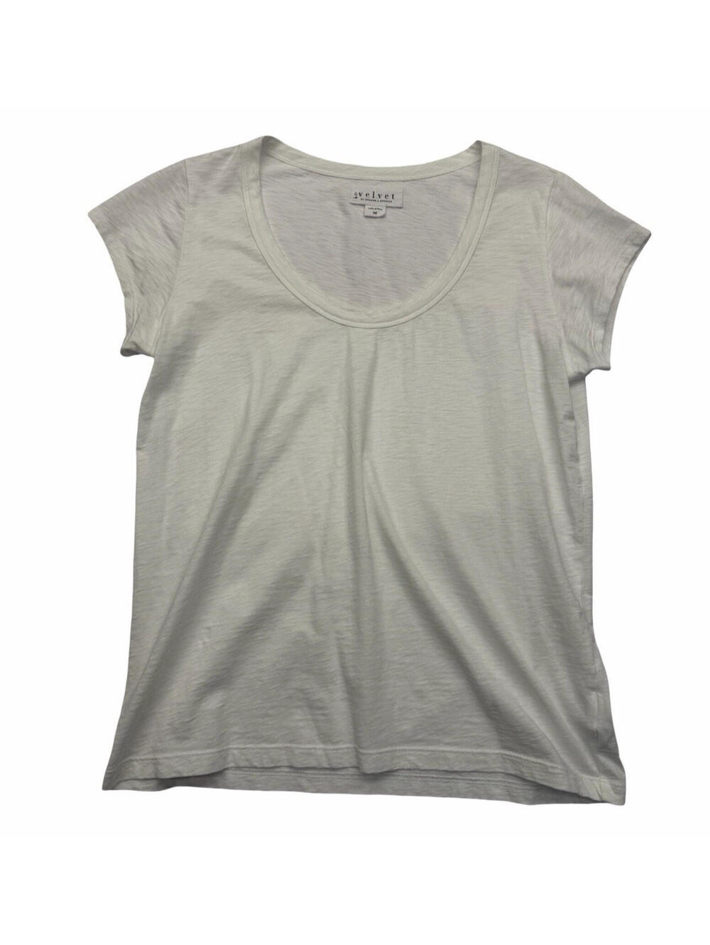 Velvet by Graham & Spencer Scoop Neck Cap Sleeve T-Shirt White Size XS